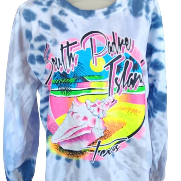 Small Vintage Women's T-shirt South Padre Island Texas Tie-Dye Long Sleeve 90's - Picture 1 of 6